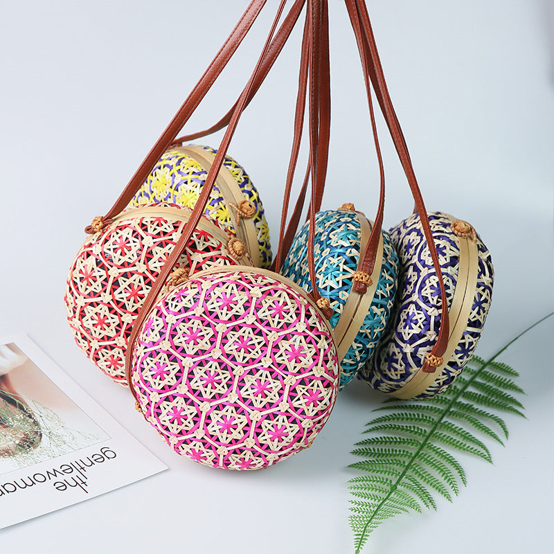 Handmade Bamboo Woven Circular Woven Bag