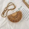 Bamboo Woven Handbag Female Vacation Beach Straw Woven Bag Woven One-shoulder Messenger Bag
