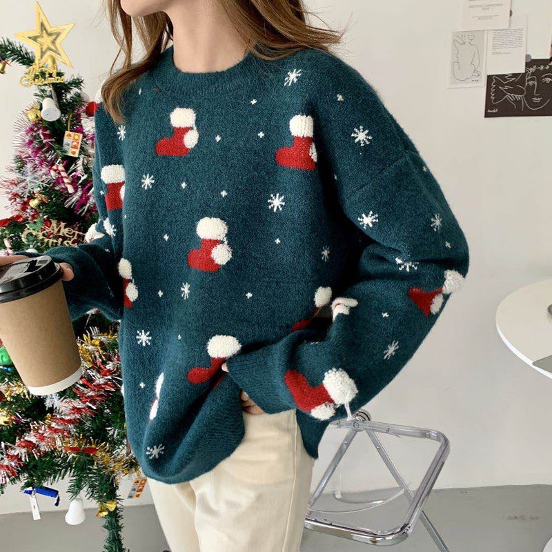 Christmas Sweater Women Knitted Jumper Femme