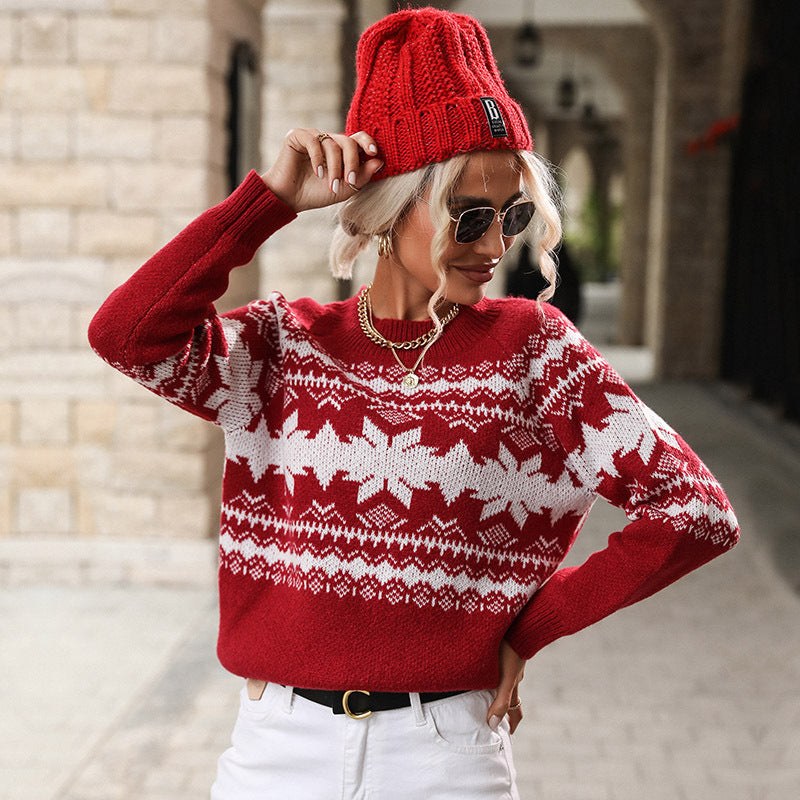 Women Knitted Christmas Snowflake Jumper