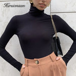 Hirsionsan Elegant Basic Knitted Sweater Women 2023 Bottoming Skinny Female Warm Knitwear Casual Pullovers Ladies Solid Jumper