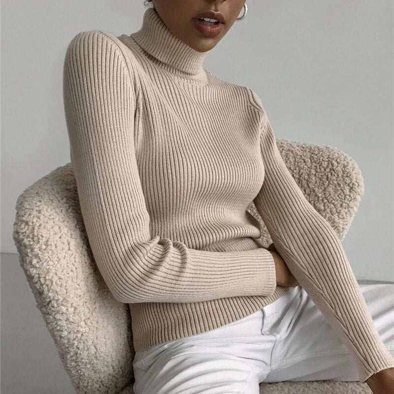 Hirsionsan Elegant Basic Knitted Sweater Women 2023 Bottoming Skinny Female Warm Knitwear Casual Pullovers Ladies Solid Jumper