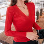 Knitting Sweaters Women 2023 Autumn Winter Pullovers Jumpers Ladies Sexy Low-cut Pull Femme Fashion Well Elastic Woman Sweater