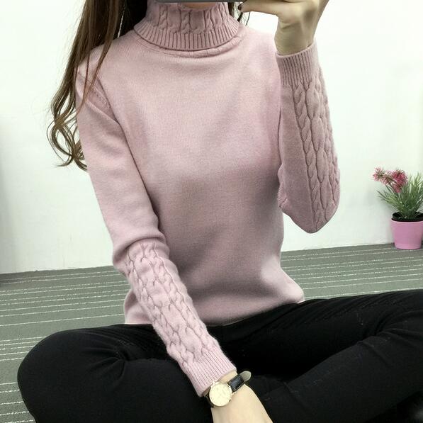 PMUYBHF Female Cotton Sweaters for Women Womens Long Sleeve Turtleneck Top  Sweater Thickened Thermal Top S 