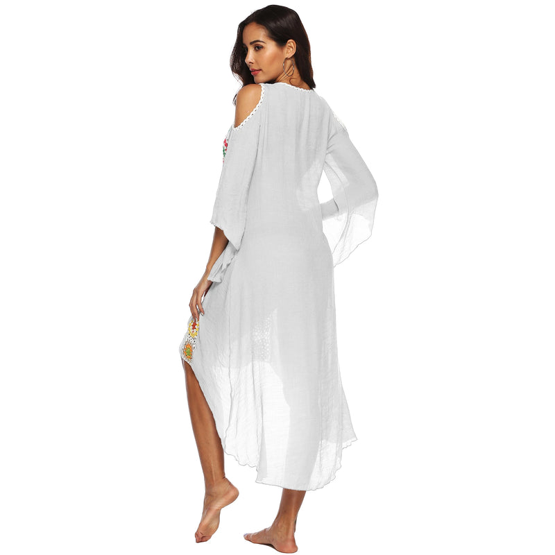 Big Size Beach Cover Up Crochet Maxi Dress Swimwear Robe Cover-ups For Women Ups White Pareo Suit Swim Wear xxl Beachwear 2022