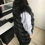 Maomaokong New Long Natural Fox Fur Vest Fashion Sleeveless Fur Jacket Coat Warm Female Slim Park Jacket