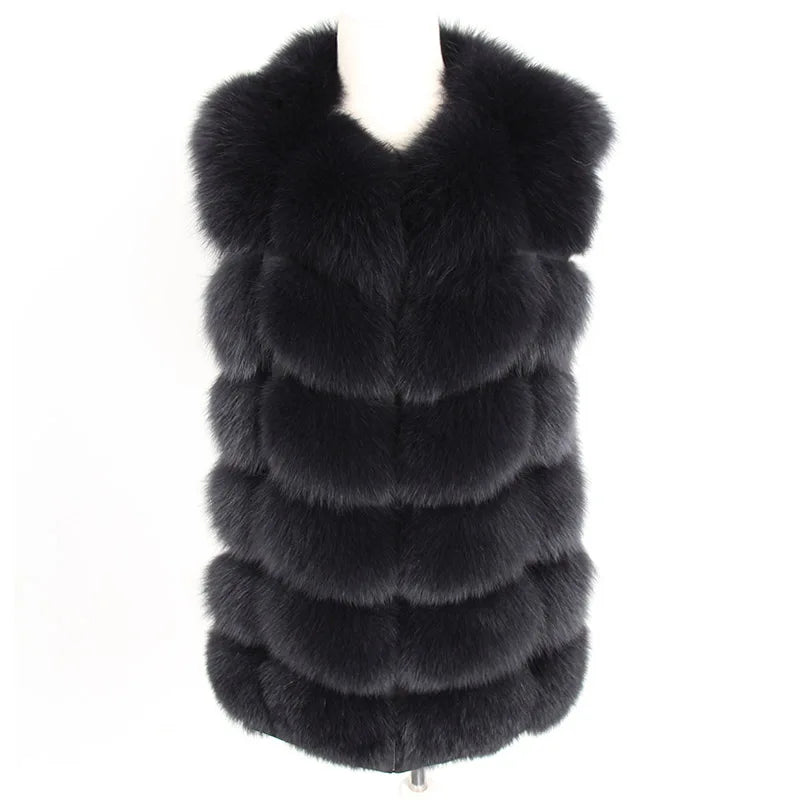 Maomaokong Real Fox Fur Coat Women Winter Natural Fur Vest Coat Real Fur Coat Vests For Women Sleeveless Jacket Women