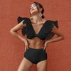 High Waist Swimwear Women Swimsuit 2024 Bikini Bandage Bikinis Set Padded Bathing Suit New Leaf Print Biquini Maillot de bain