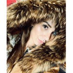 Maomaokong Real Rabbit Fur Lined With Warm Winter Women's Jacket Raccoon Fur Collar Long Parkas Coat