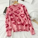 Beautiful Pink Leopard Short Pullover and Sweater Women 2020 Fall Winter Korean Elastic Knitted Jumper Female Knitwear
