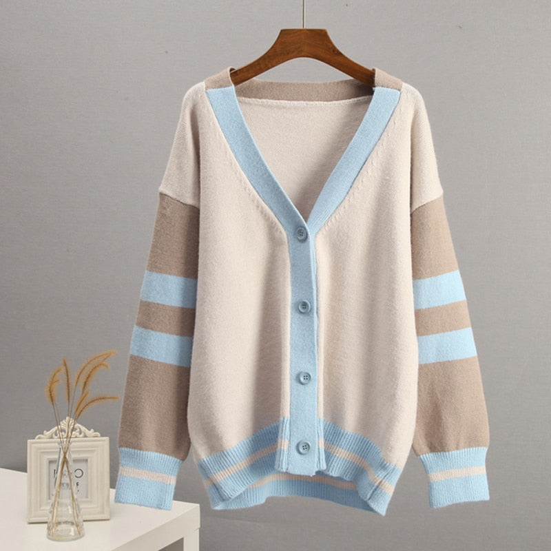 Hirsionsan Vintage V-neck Oversized Women Sweater 2023 Winter New Casual Warm Knitted Female Cardigan Loose Ladies Jumpers