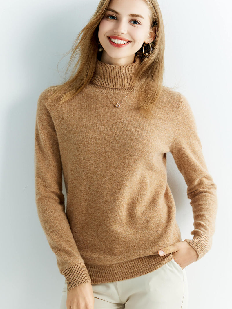 Knitted Sweaters Cashmere Sweater Women's 100% Merino Wool Turtleneck Fashion Pullover Winter Autumn Jumpers Top Female Clothing