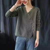 Autumn Winter Literary Vintage Buttons V-neck Sweater Ladies Loose Casual Knitting Pullover Top Women All-match Jumper Outwear