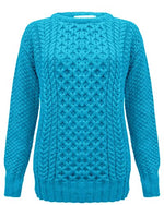 Ribbed Cable Knit Crew Neck Pullover Ladies Sweater