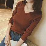 Autumn V Neck Sweater Knitted Fashion Womens Sweaters 2023 Winter Tops For Women Pullover Jumper Pull Femme Hiver Truien Dames